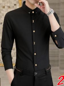 Black Shirt Mens Long Sleeves Professional Non-Ironing Business Casual Formal Wear Men Wedding Suit White Shirt Spring and Autumn Clothing