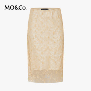 MO&Co. | Spring And Autumn High Waist Lace Bead Embroidery Midi Skirt
