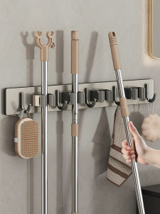 B&W | Drill-free Bathroom Wall-mounted Rack for Broom and Mop