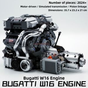Mould King | Electric Adjustable Speed Simulation Bugatti W16 Engine Building Block Toy