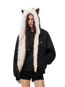 เสื้อแจ็คเก็ตผ้าฝ้ายหนาฤดูใบไม้ร่วง/ฤดูหนาวสำหรับคู่รัก แจ็คเก็ตผู้ชายหนังสุนัขมีฮู้ด แจ็คเก็ตผู้หญิงแบบมีฮู้ด แจ็คเก็ตแบบมีฮู้ดแบบมีฮู้ด