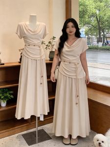 Slimming and Concealing Summer Outfit Waist-Tie Top Skirt Set