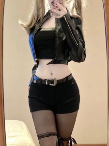 กางเกงขาสั้นผ้ายีนส์เซ็กซี่ Y2K สีดำทึบกางเกงขาสั้นรัดสะโพกใส่ด้านนอกใส่ช่วงฤดูร้อนสำหรับผู้หญิงกางเกงขาสั้นผ้ายืดรัดรูปฮอตสุดๆใส่แล้วดูผอมเพรียว