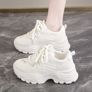 Womens Dad Shoes Spring Autumn Thick Bottom Leather Surface Sports Travel Casual Shoes Fashionable Cross Buckle Design