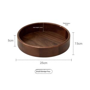 ZHIYUNJU | Rotatable Solid Wood Desktop Storage Box Cosmetic Makeup Desk Skincare Organizer Round Shape Home Use Wooden Material