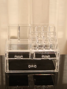 Kệ Mỹ Phẩm Mica Bằng Nhựa Trong Suốt Nhiều Tầng Có Ngăn Kéo Khay Chia Ô Đựng Son Sắp Xếp Gọn Gàng Bàn Trang Điểm