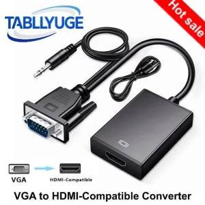 HD VGA to HDMI-compatible Converter Adapter VGA Male to HDMI-Compatible Female Cable with Audio Output for Laptop TV Projector