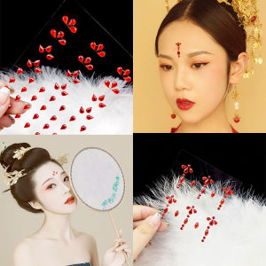 Bindi Stage Makeup Performance Forehead Womans Head Ornament Han Dynasty Pearl Drop-Shaped Diamond Bride Face Sticking Diamond Modeling Face Ornament