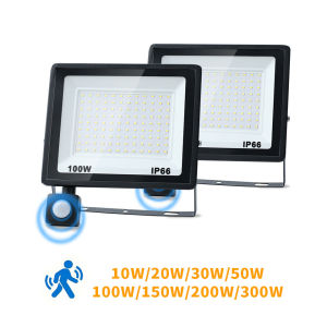 LED PIR Motion Sensor Floodlight Wall Light White LED Light Waterproof 100W 50W 30W 20W 10W LED Spotlight Outdoor For Garden