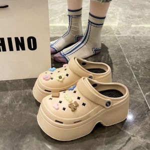 รองเท้าแตะ EVA สำหรับผู้หญิง ทรงส้นหนา สวมใส่สบาย ระบายอากาศได้ดี รองเท้าแตะชายหาดสำหรับฤดูร้อน รองเท้าแตะแบบสวมหัว สวมใส่สบาย