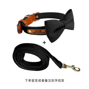 Pet Collar Butterfly Knot Neck Ring for Small Medium Dogs Anti-Lost Personalized Engraving Red Black Dog Leash Buckle Harness