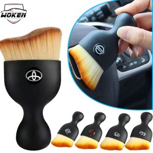 【WOKEN】Car Interior Cleaning Brush With Logo Air Conditioning Outlet Soft Bristle Cleaning Brush Car Gap Arc Brush Dust Removal Detail Car Interior Accessories
