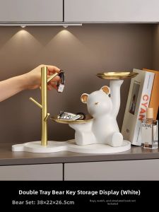 Bear Decor Key Holder Tray Storage Rack