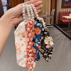 Pharaoh🎀COD Cincin Rambut Wanita Bunga Baru Korea Tali Rambut Pita Temperamen Mutiara Aksesoris