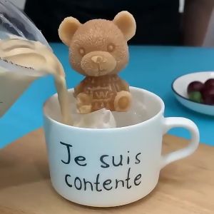 Silikon 3D Bear Molder ais membuat ais kiub ais acuan kotak ais krim kopi coklat Molder