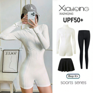 XIAZHIQING | Long Sleeve Flat Angle Womens Sun Protection Swimwear UPF50+ Wetsuit
