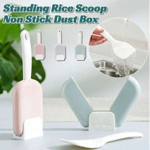 Automatic Opening And Closing Dust Cover For Rice Scoop Stand Up Rice Scoop Storage Rack Standing Rice Scoop Non Stick Dust Box