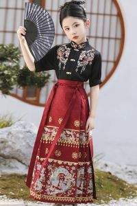 Girls Short Sleeve Half Skirt Set Children Style Summer New Hanfu Costume Butterfly Dance QingZhi Brand Thin Polyester Fiber