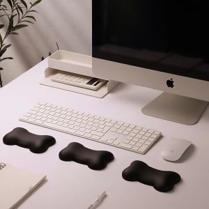 Leather Silicone Wrist Mouse Pad Keyboard Hand Rest Wrist Rest Girls Wrist Guard Hand Pillow Leather Bone Wrist Pad Black