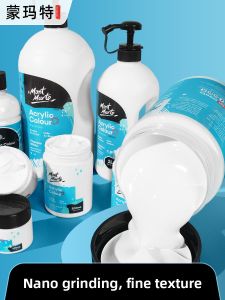 Mont Marte Titanium White Acrylic Paint 300ml 1L 2L Large Cans for Wall Painting Textile Drawing DIY Graffiti Hand Drawing