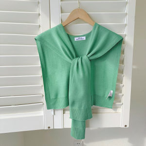 BILLI ZILLY | Summer New Fashionable Knitted Shawl Womens Office Air Conditioned Room Pure Color Outerwear Shirt Neck Protector Polyester Fiber