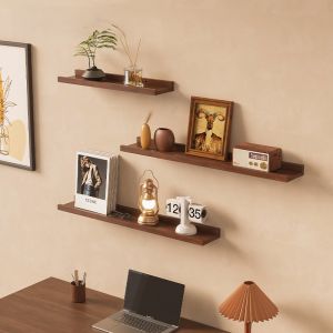 TABLETROVE Wall Mounted Solid Wood Wall Shelf Floating120mm Shelf Bookshelf Display Rack Simplicity