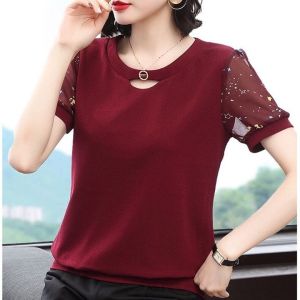 Women T-shirt Printed Short Sleeve Top Summer Fashion Everything Casual 0166