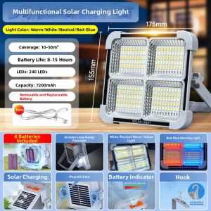 YUANMUXUAN | Solar Rechargeable Portable Long-lasting Magnetic Emergency Light Outdoor Lamp