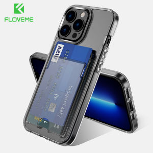 FLOVEME Luxury Transparent Phone Case For iPhone 16 15 14 13 12 11 Pro Max 15 14 Plus Card Slot Holder Wallet Clear Acrylic Back Cover For iPhone16 15 14 13 12 11