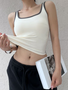 Áo Ba Lỗ Không Tay Cổ Chữ U Màu Tương Phản Cao Cấp Cho Nữ Mùa Hè Cơ Bản Co Giãn Cao Ôm Vừa Vặn Ngắn Không Tay Áo Thun Cotton