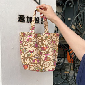 กระเป๋าผ้าใบสไตล์เกาหลีญี่ปุ่นสุดเก๋ กระเป๋าถือลายการ์ตูนน่ารักขนาดเล็กสำหรับผู้หญิง กระเป๋าใส่อาหารกลางวันสำหรับนักเรียน กระเป๋าสะพายไหล่แบบลำลอง