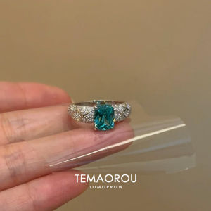 Elegant Blue Sugar Diamond Oval Shaped Ring with Fine Sparkling Points Retro Luxury Minimalist Fashion Jewelry Ring