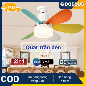 【Freeship】GOGEOUS Quạt trần mini có điều khiển từ xa cho Phòng ngủ Phòng ăn Nhà bếp Phòng trẻ em 3 chế độ đèn LED