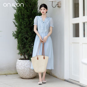 ON&ON | French Retro V-neck Puff Sleeve Waist Slimming Summer Dress