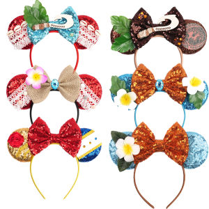 Disney Moana 2 Ear Headband for Adults Mickey Mouse Hairbands Women Fish hook Bow Hair Accessories Girls Kids Party Cosplay Gift