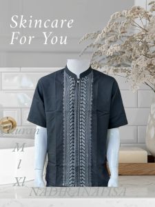 koko pendek putih beweh /koko pende pria bahan katu poplin motif random