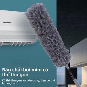 Chổi Lau Bụi Sợi Microfiber Cán Silicon Thép Không Gỉ Uốn Cong Được Dùng Cho Máy Lọc Bụi Tĩnh Điện Loại Bỏ Bụi Bẩn Trong Nhà