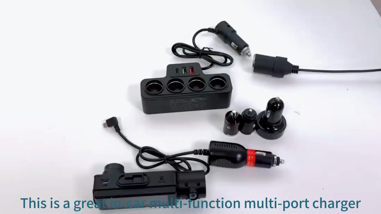 METCAR 7 in 1 120W/4 Way Car Cigarette Lighter Socket Splitter DC12V-24V 2 USB Chargers Adapter