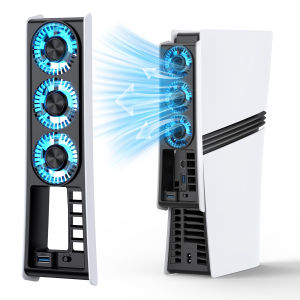 Cooling Fan for PS5 Pro Disc & Digital Intelligent Temperature Control Dual-Speed Cooling Easy to Inst