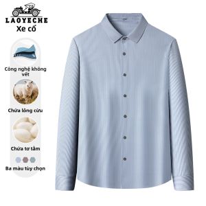 LAOYECHE | Áo Sơ Mi Dài Tay Phối Len và Lụa Cho Nam Công Sở