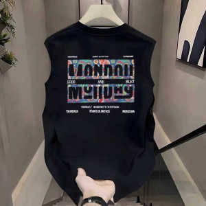 Áo Thun Cotton Cổ Tròn Phong Cách Mỹ Cho Nam Áo Vest Không Tay Rộng Rãi Thường Ngày Mùa Hè Đồ Thể Thao Quần Áo Công Sở