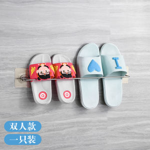 No-Drill Bathroom Slipper Rack Toilet Storage Shelf Wall-Mounted Towel Bar Simple Household Organizer Stainless Steel Holder