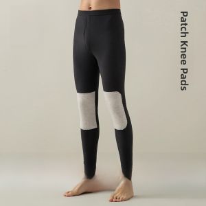 HLA | Mens Thermal Thickened Fleece Lined Knee Padded Double Sided Brushed Base Layer Pants Antibacterial Long Pants Polyester Fiber