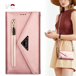 Ốp Dạng Ví Sang Trọng Cho iPhone 14Pro Max 14 Plus 13Pro Max 13 12ProMax 12 11X8P Bao Da Cao Cấp Có Khóa Kéo Nhiều Ngăn Đựng Thẻ Ốp Điện Thoại Nắp Gập Đeo Chéo