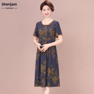 SHERIHAM | Đầm Midi Mùa Hè Hoa Văn Tím Elegance