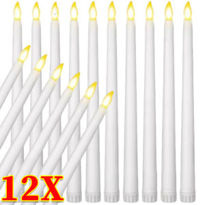 12pcs LED Long Pole Flameless Candles / Taper Electronic Candle Light / Battery Operated Christmas Candle Light / for Home Birthday Wedding Party Decor