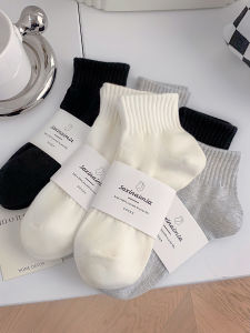 Pure Cotton Short Socks for Women Thin Breathable Anti-Odor Spring Autumn No Pilling Mens Mid-Calf Summer Cotton Socks