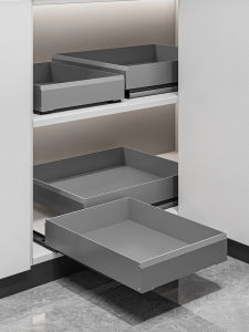 No-Drill Kitchen Cabinet Corner Pull out Spice Storage Rack Modern Simplicity Design Pot Holder Drawer Type Shelf Organizer