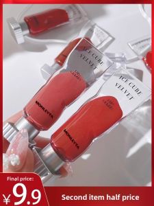 MONLEYTA | Velvet Lip Glaze Matte Lipstick Boosts Color Waterproof Non-Stick Cup Long-Lasting Ice Cube White Show Orange Brown Coffee Lip Gloss