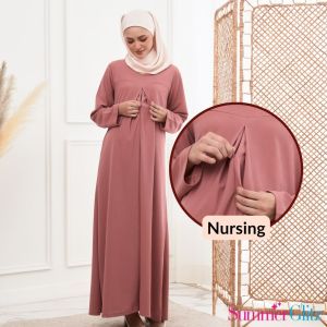 SUMMERGLITZ MATERNITY & NURSING JUBAH LONG DRESS | Maxi Dress Baju Mengandung Menyusu Muslimah Labuh